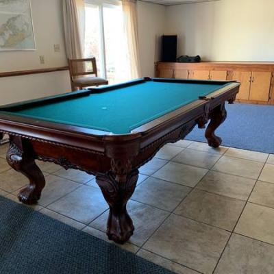 Beautiful carved wood pool table